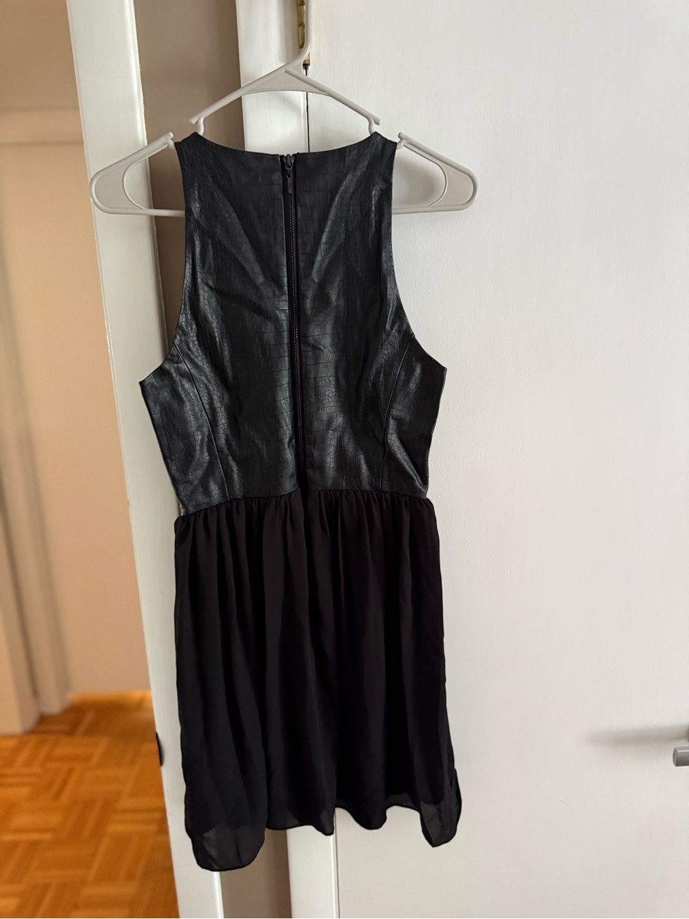 Guess Black Faux-Leather Bodice Backless Dress